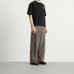 about:blank Herringbone Tailored Wide Leg Trouser