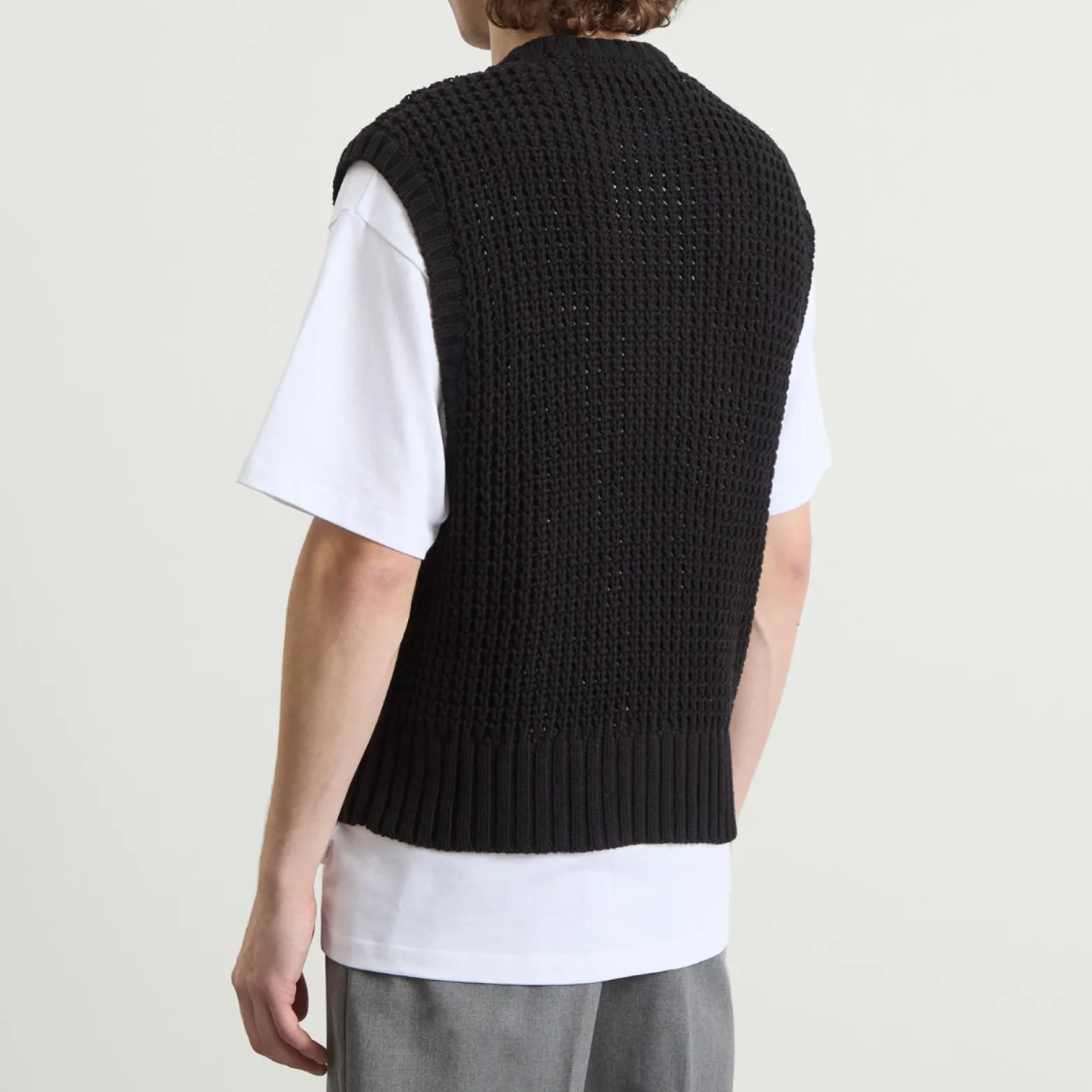 about:blank Moss Stitch Knitted Vest