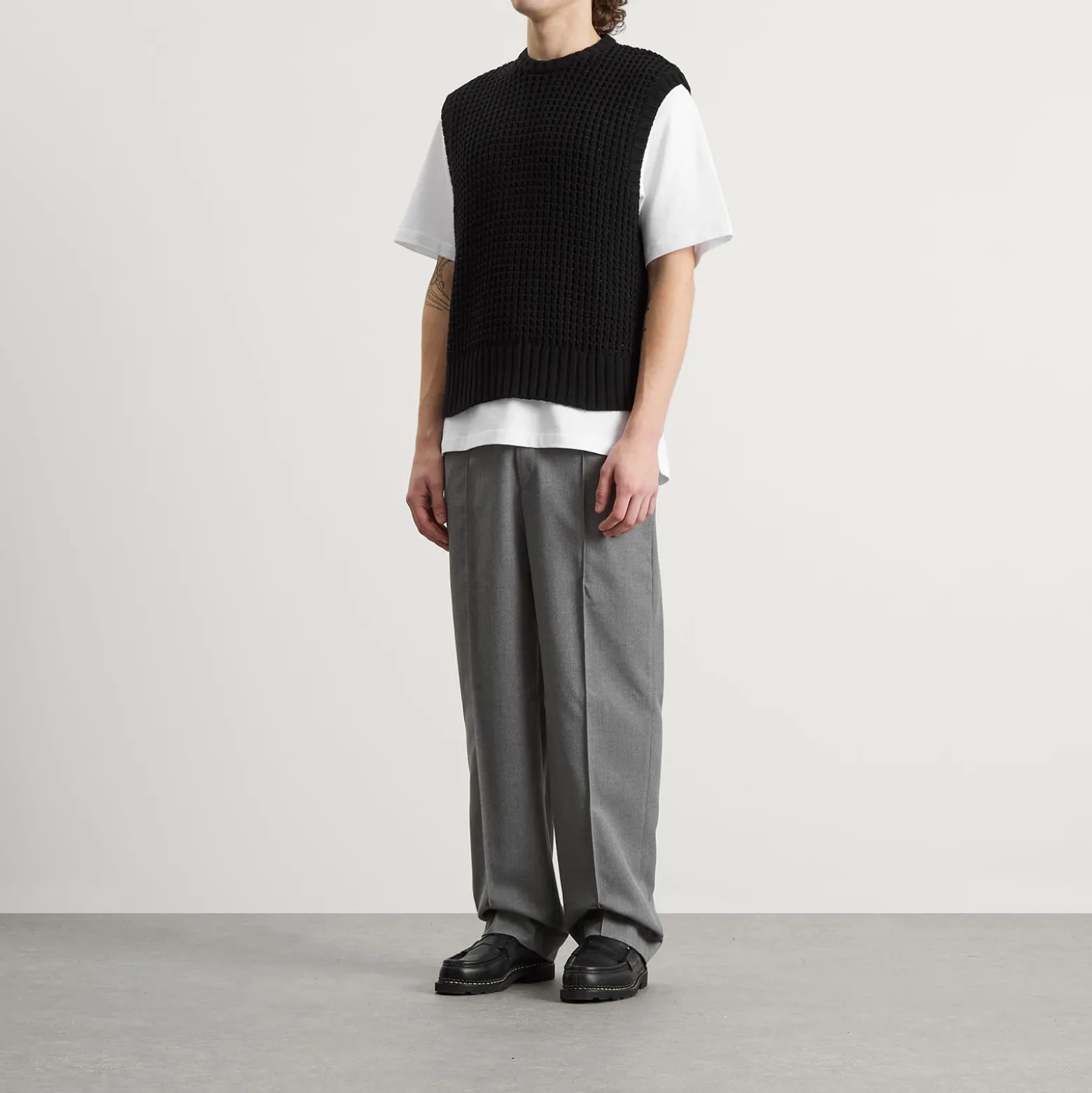 about:blank Moss Stitch Knitted Vest