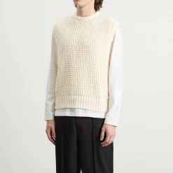 about:blank Moss Stitch Knitted Vest