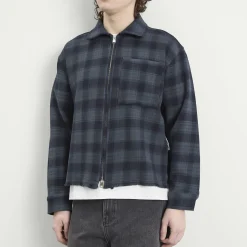 about:blank Plaid Zipped Overshirt