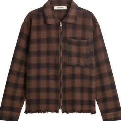 about:blank Plaid Zipped Overshirt