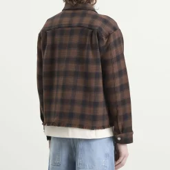 about:blank Plaid Zipped Overshirt