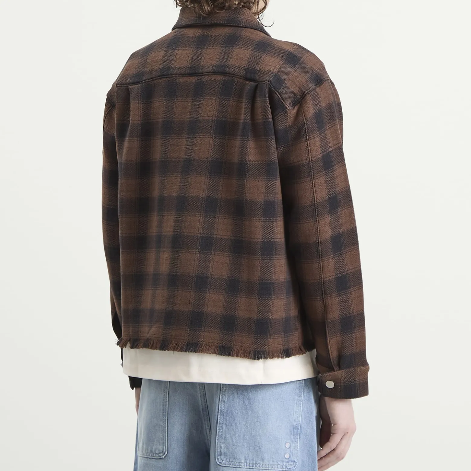 about:blank Plaid Zipped Overshirt