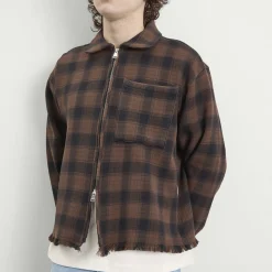 about:blank Plaid Zipped Overshirt