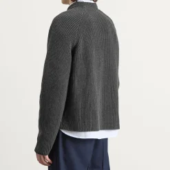 about:blank Rib Mock Neck Crew