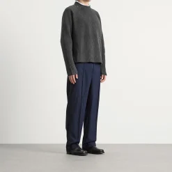 about:blank Rib Mock Neck Crew