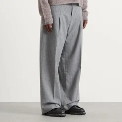 about:blank Wool Pinstripe Wide Leg Trouser