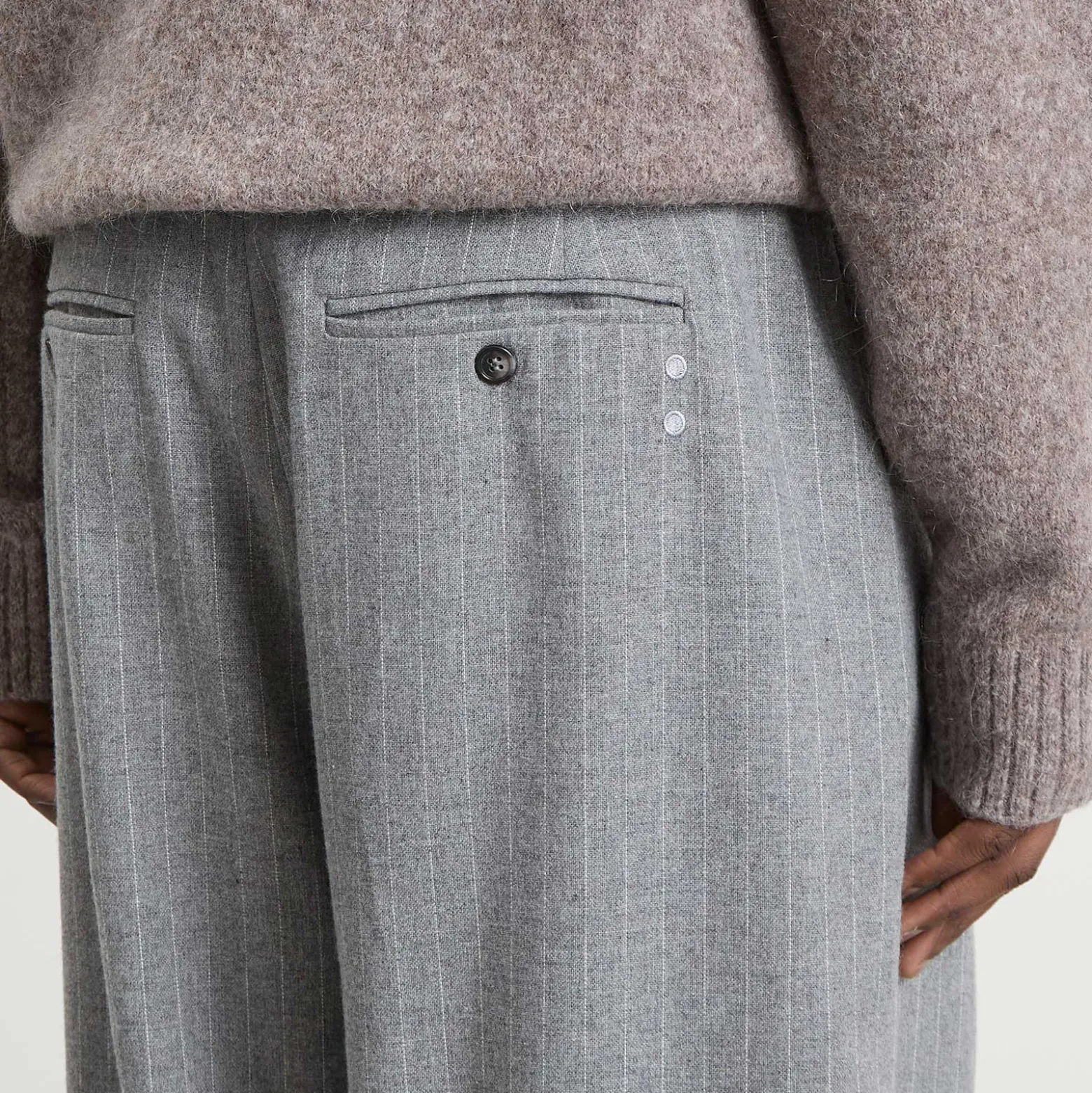 about:blank Wool Pinstripe Wide Leg Trouser