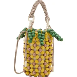 ALÉMAIS Wood Bead Pineapple Mini Bag