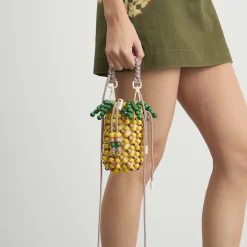 ALÉMAIS Wood Bead Pineapple Mini Bag