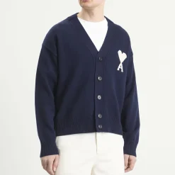 AMI Paris Cardigan With Contrasted Ami De Coeur
