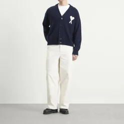 AMI Paris Cardigan With Contrasted Ami De Coeur