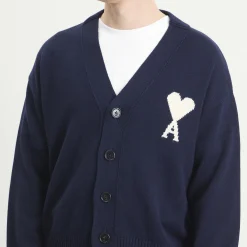 AMI Paris Cardigan With Contrasted Ami De Coeur