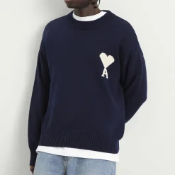 AMI Paris Crewneck Sweater With Contrasted Ami De Coeur
