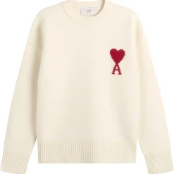 AMI Paris Crewneck Sweater With Contrasted Ami De Coeur