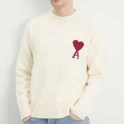 AMI Paris Crewneck Sweater With Contrasted Ami De Coeur