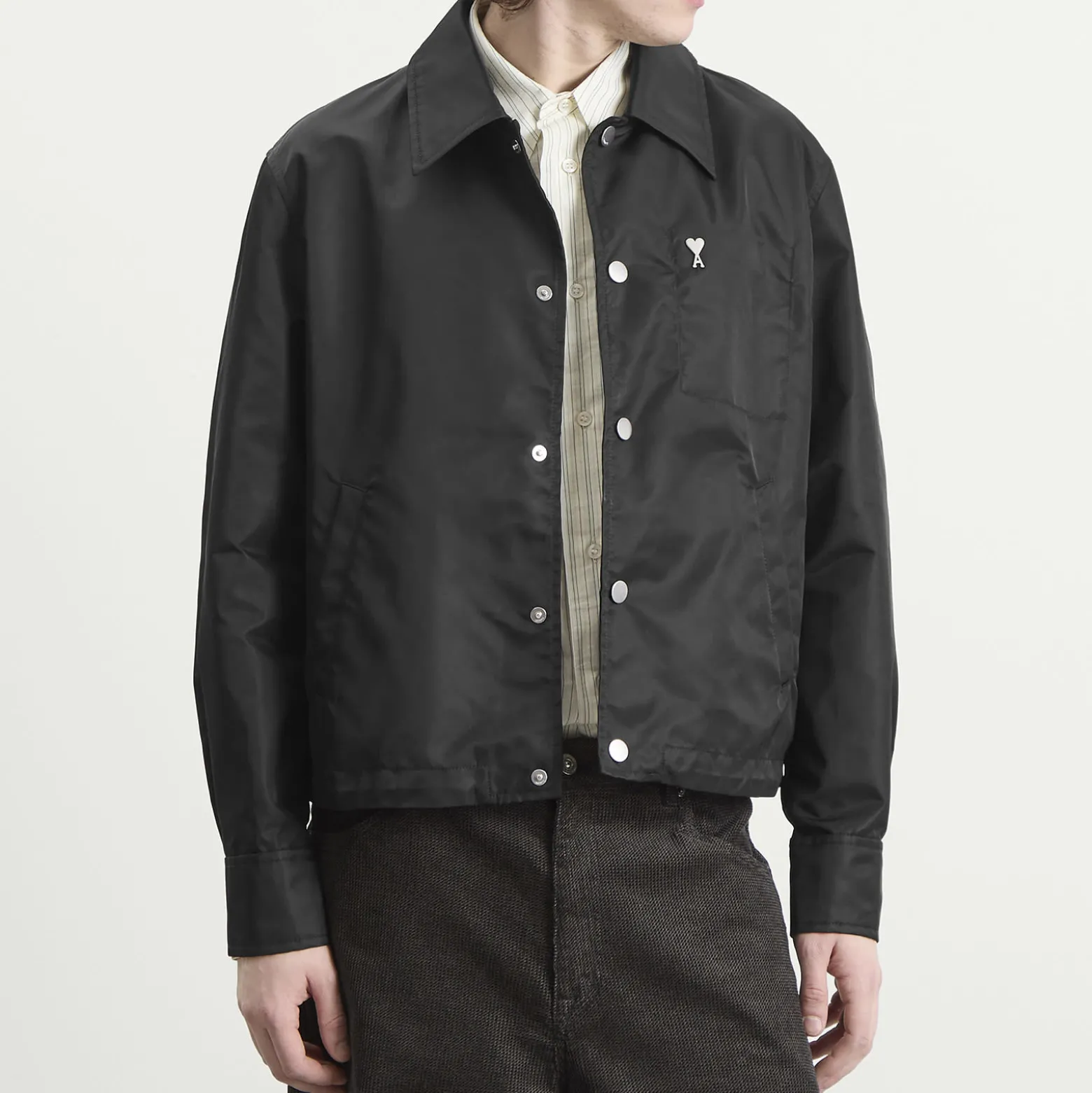 AMI Paris Denim Jacket With Ami De Coeur Stud