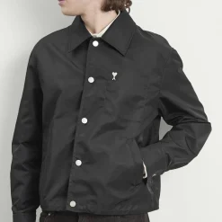 AMI Paris Denim Jacket With Ami De Coeur Stud