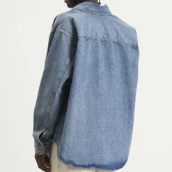 AMI Paris Denim Overshirt With Knitted Ami De Coeur