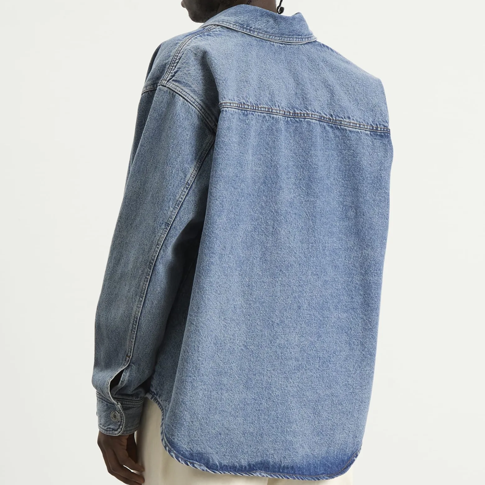 AMI Paris Denim Overshirt With Knitted Ami De Coeur