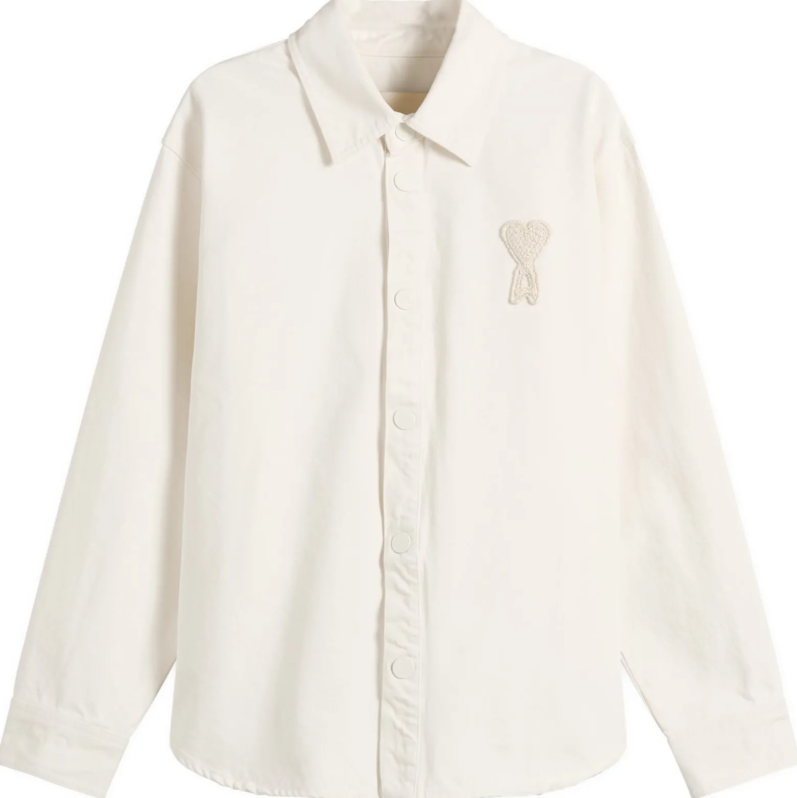 AMI Paris Denim Overshirt With Knitted Ami De Coeur
