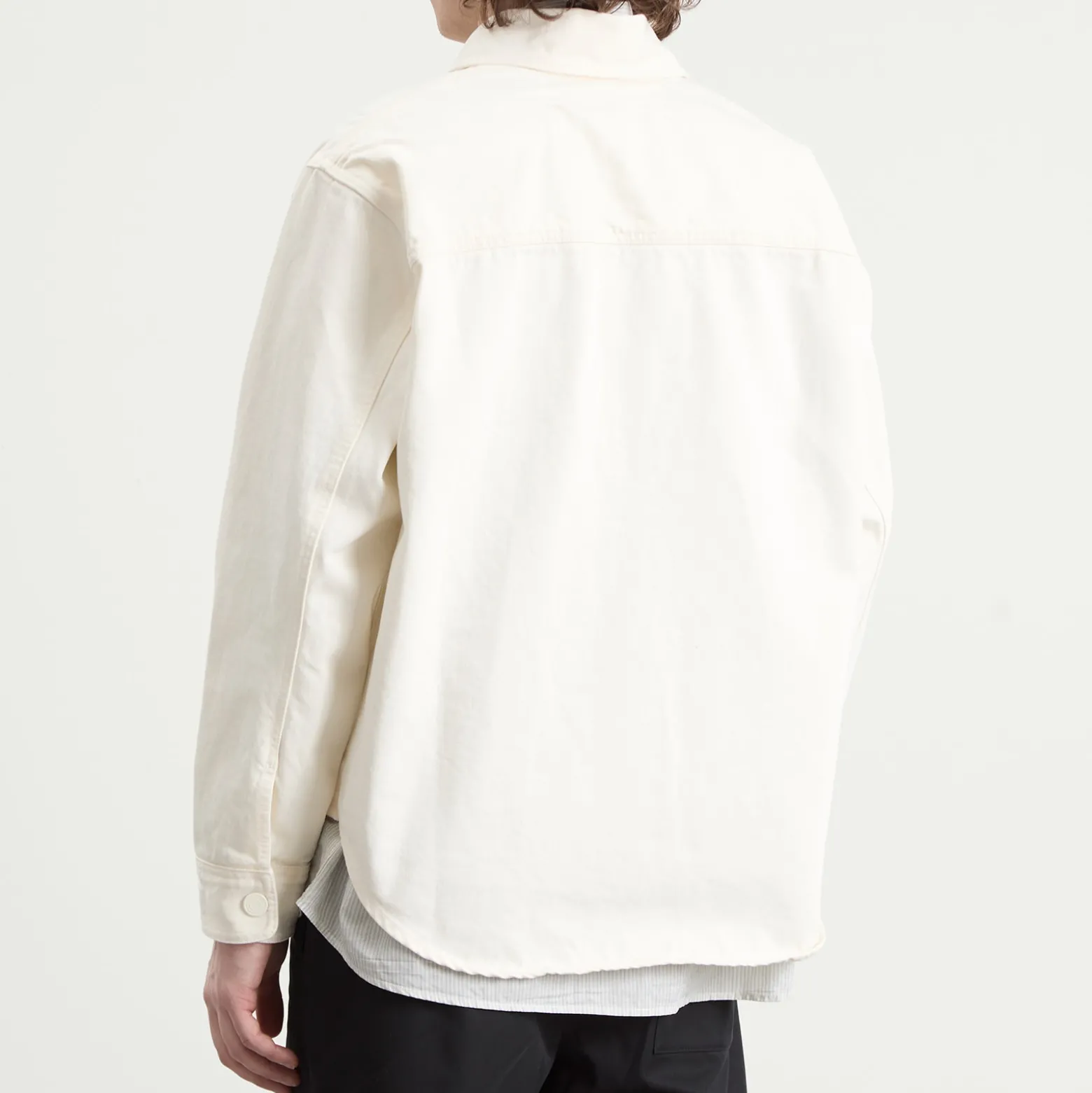 AMI Paris Denim Overshirt With Knitted Ami De Coeur
