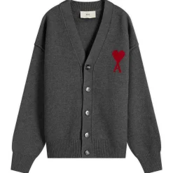 AMI Paris Felted Merino Wool Knit ADC Cardigan