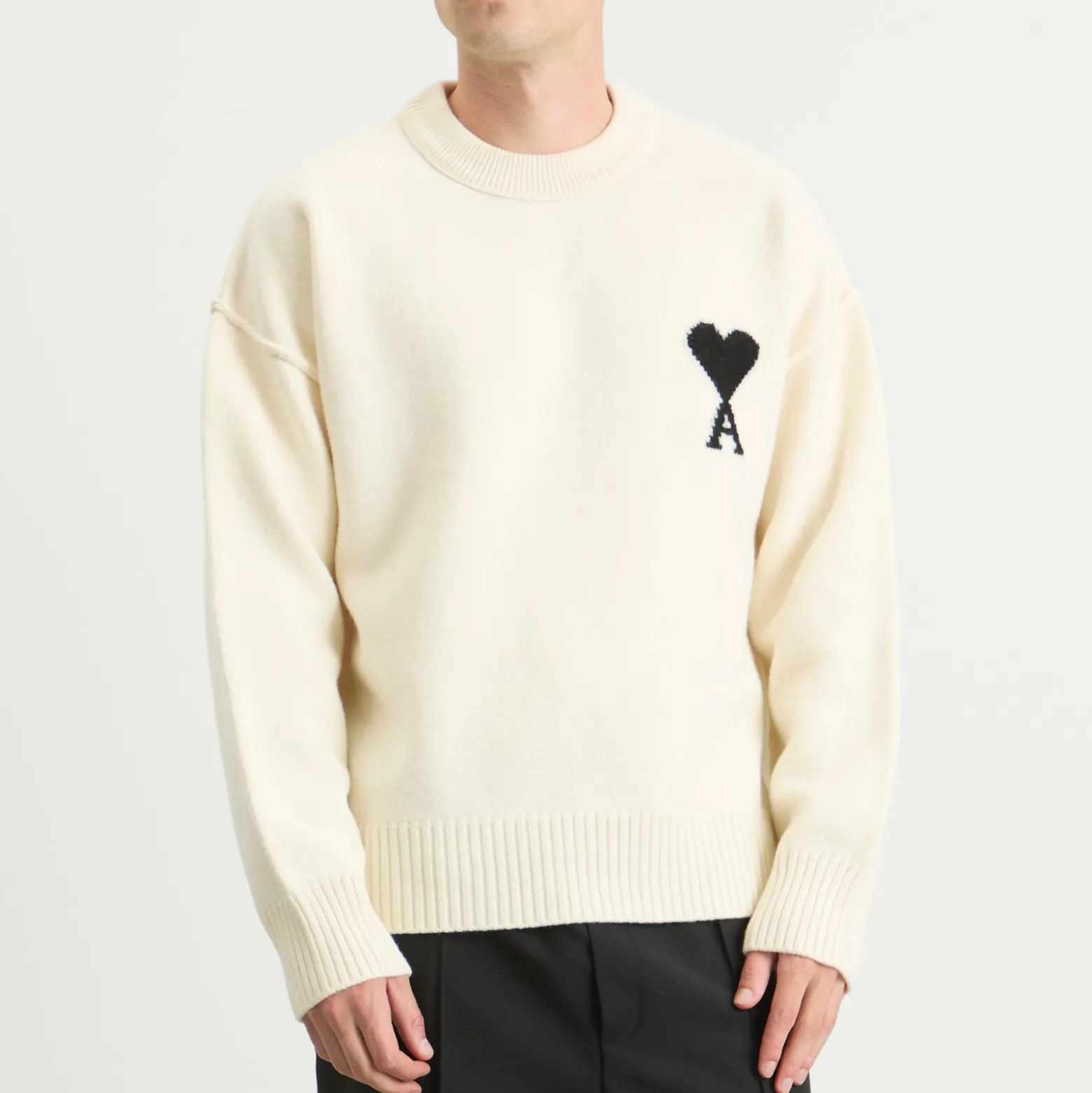 AMI Paris Felted Merino Wool Knit ADC Crew Neck Jumper