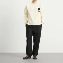 AMI Paris Felted Merino Wool Knit ADC Crew Neck Jumper