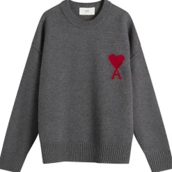 AMI Paris Felted Merino Wool Knit ADC Crew Neck Jumper