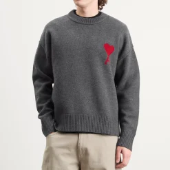 AMI Paris Felted Merino Wool Knit ADC Crew Neck Jumper