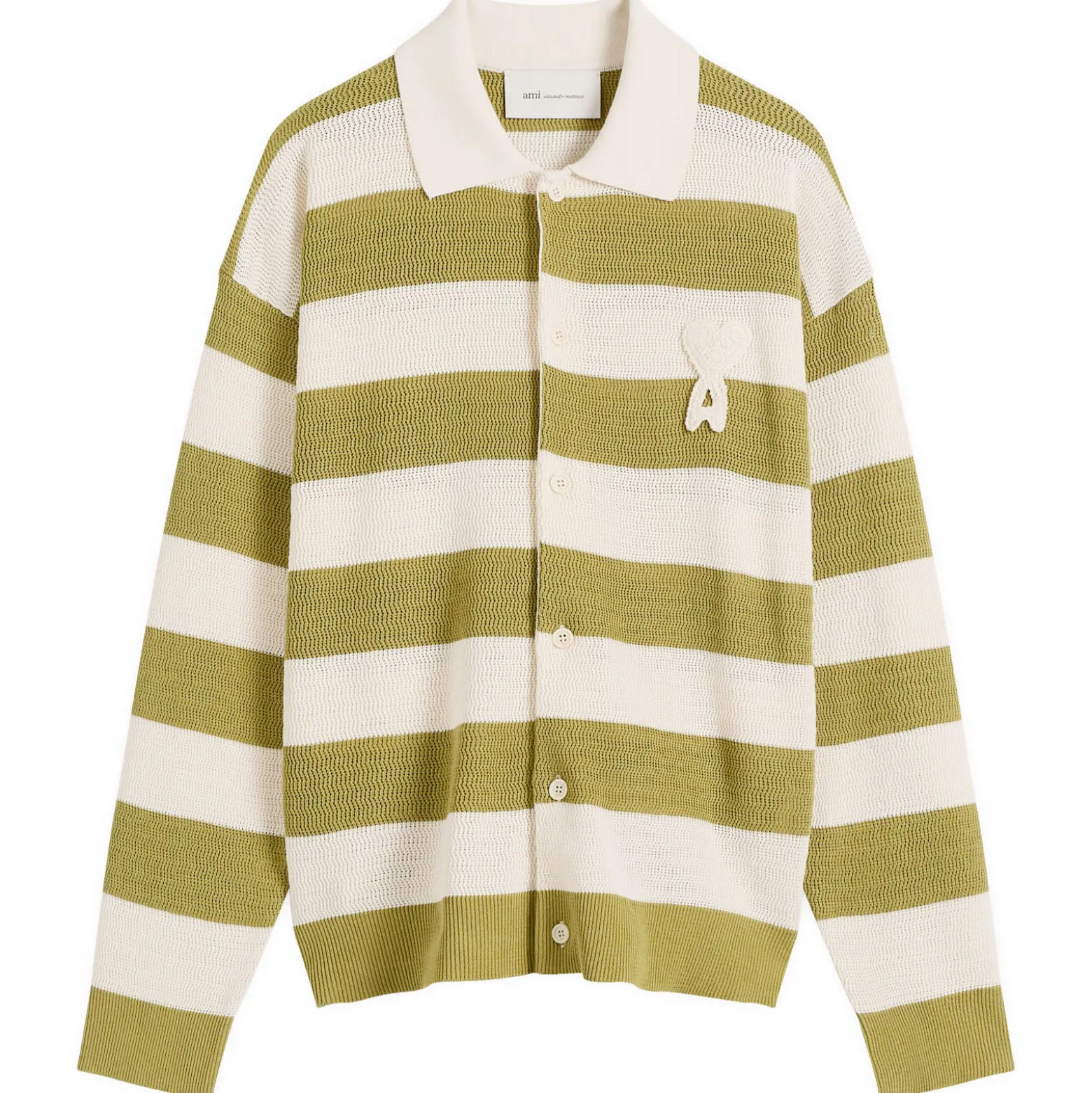 AMI Paris Stripe Knitted Shirt With Ami De Coeur Patch