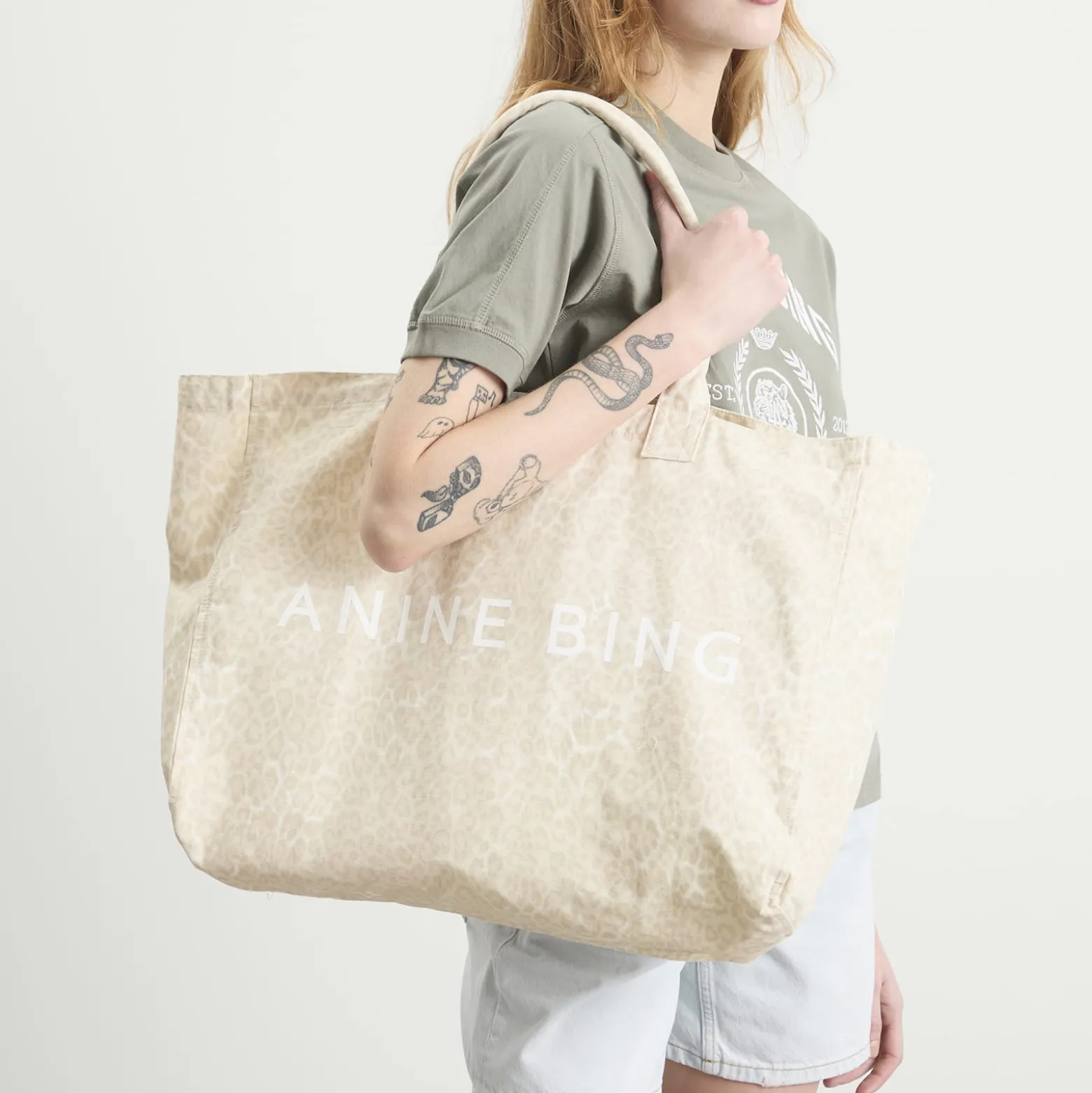 Anine Bing Leo Canvas Tote Bag