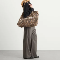 Anine Bing Leo Canvas Tote Leopard Bag