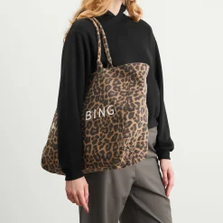 Anine Bing Leo Canvas Tote Leopard Bag