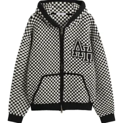 ANNIE HOOD Checked Knitted Jacket