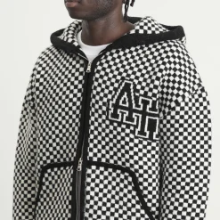 ANNIE HOOD Checked Knitted Jacket