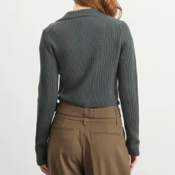 Auralee Crop Knit Shirt Cardigan