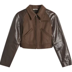 Auralee Flannel Crop Zip Jacket