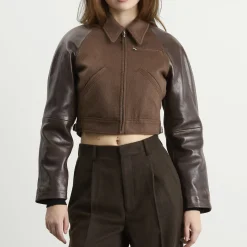 Auralee Flannel Crop Zip Jacket