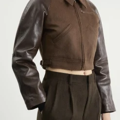 Auralee Flannel Crop Zip Jacket