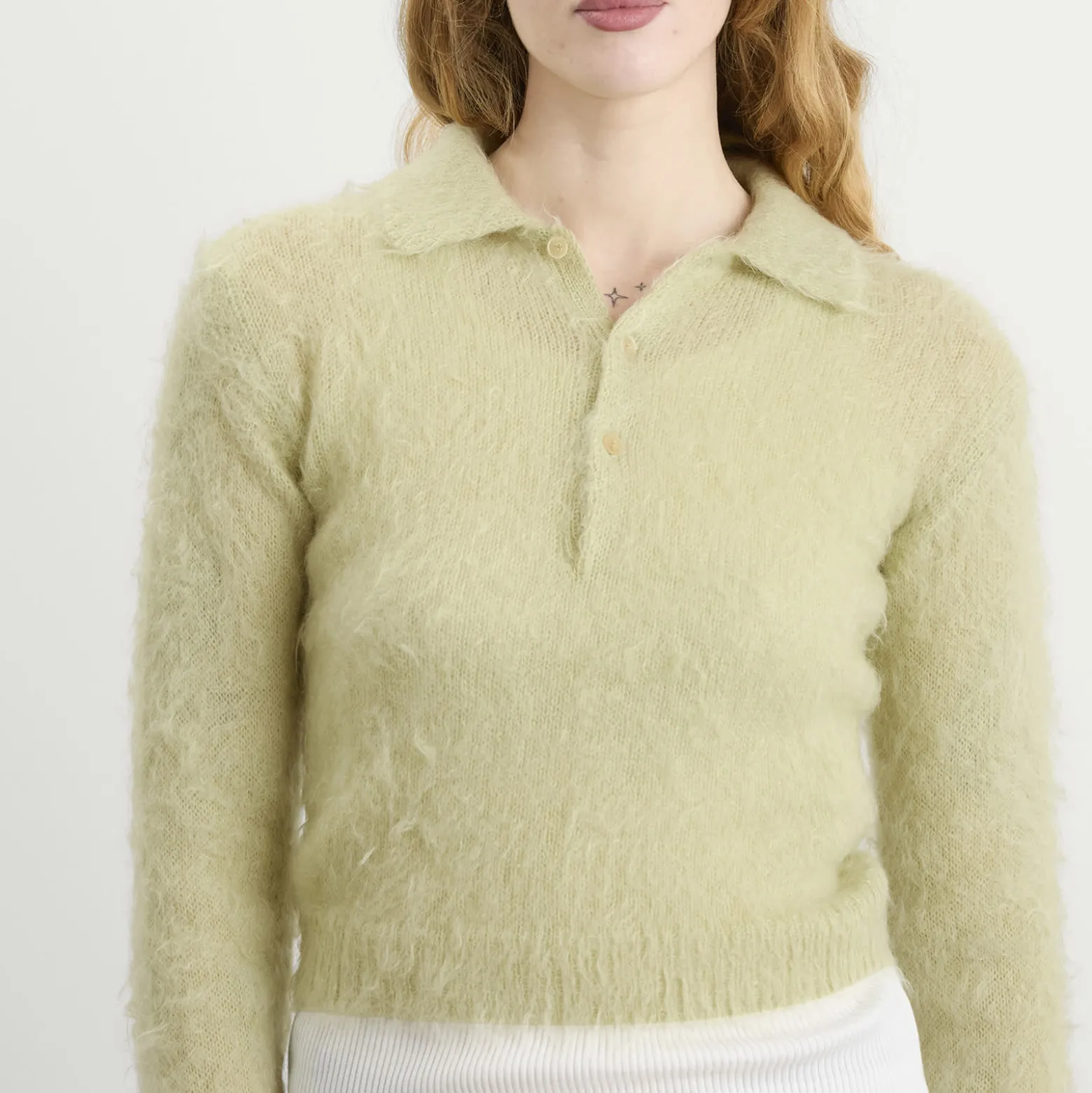 Auralee Mohair Knit Polo