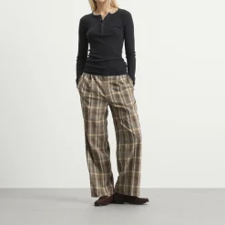 Auralee Wool Check Two-Tuck Slacks