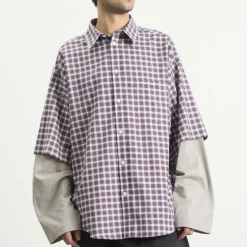 Balenciaga Check Poplin Double Layer Shirt
