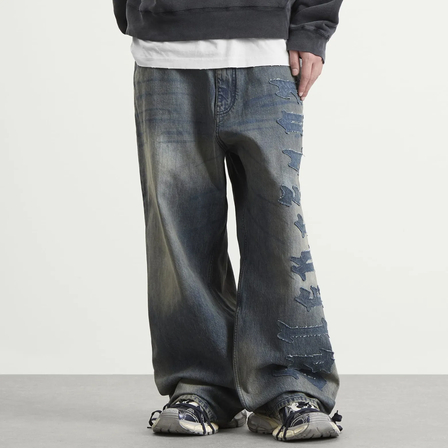 Balenciaga Patch Logo Baggy Jeans