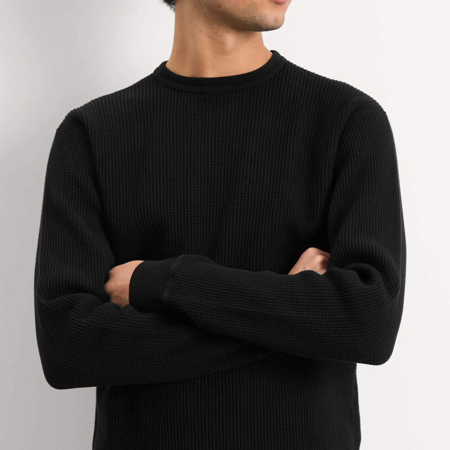 BEAMS Waffle Crew Neck Sweatshirt