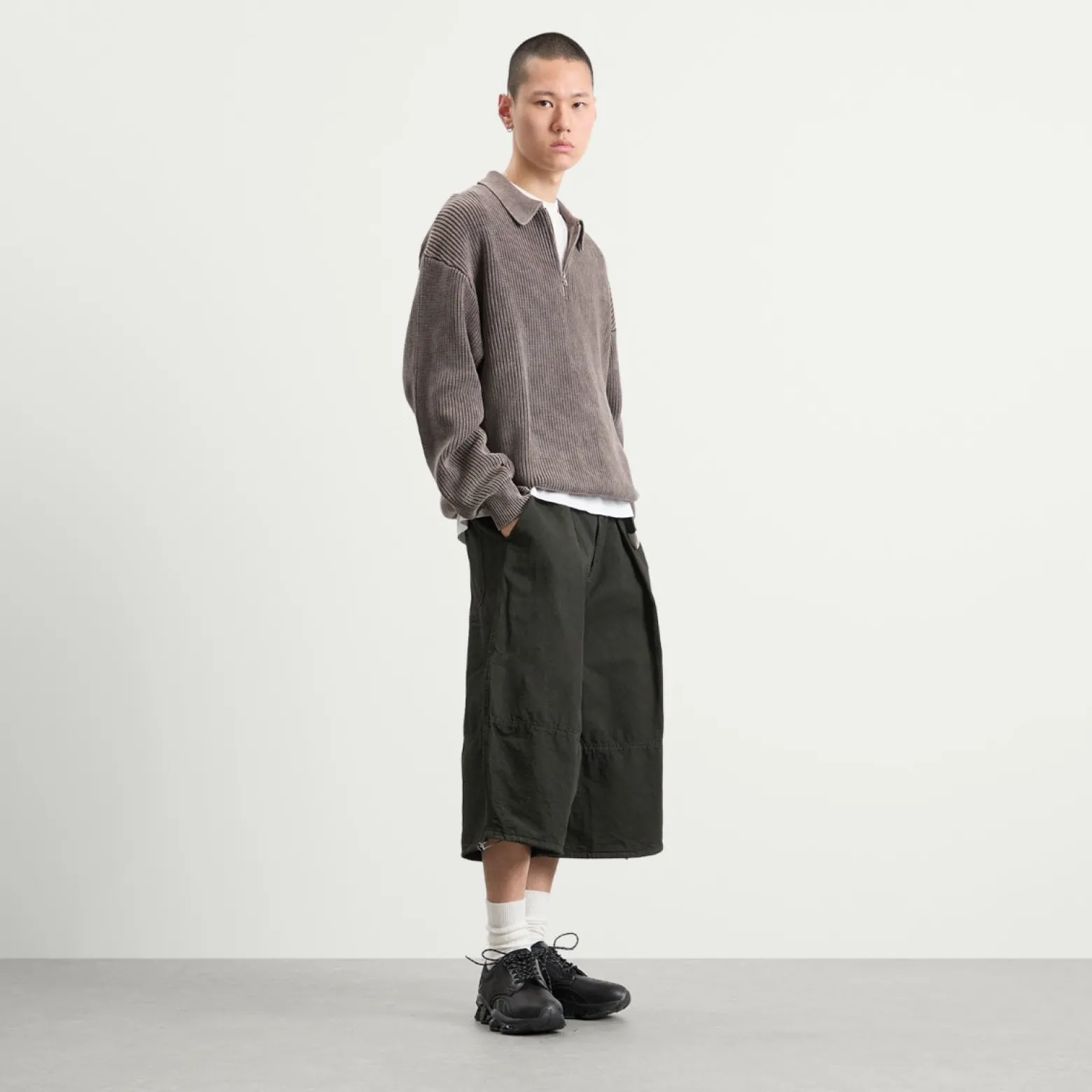Bound Acid Wash Half Zip Pullover
