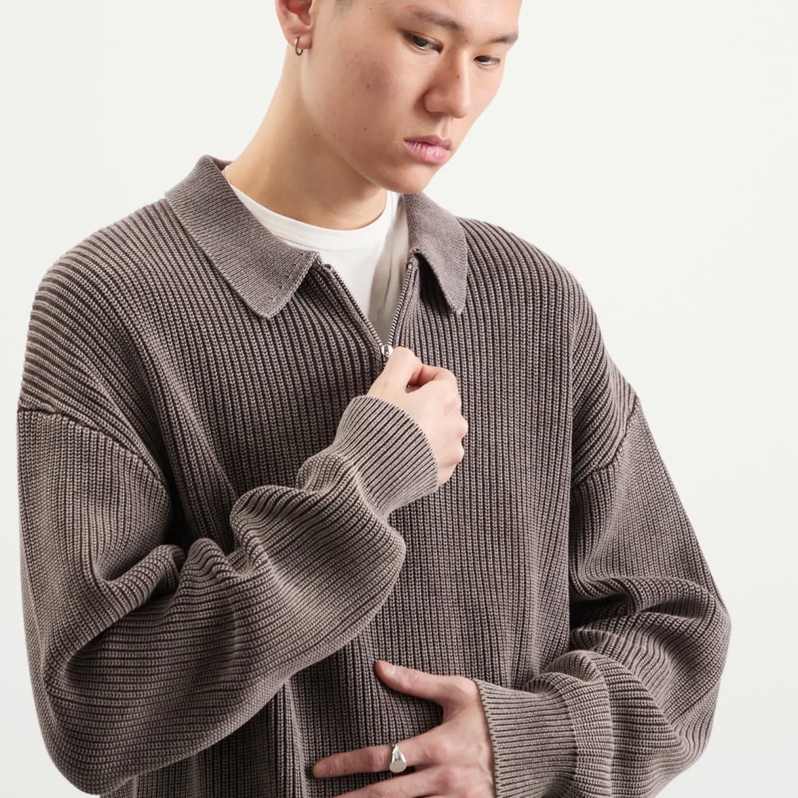Bound Acid Wash Half Zip Pullover
