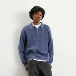 Bound Acid Wash Half Zip Pullover